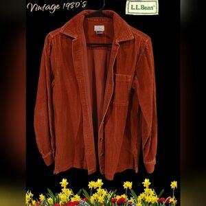 Vintage LL Bean Button Down Corduroy Shirt Jacket Shacket Womens XS